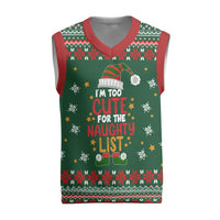 Too Cute For The Naughty List Christmas Knitted V-Neck Vest Xmas Holiday Patterns - Wonder Print Shop