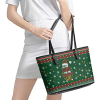 Too Cute For The Naughty List Christmas Leather Tote Bag Xmas Holiday Patterns - Wonder Print Shop