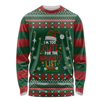 Too Cute For The Naughty List Christmas Long Sleeve Shirt Xmas Holiday Patterns - Wonder Print Shop
