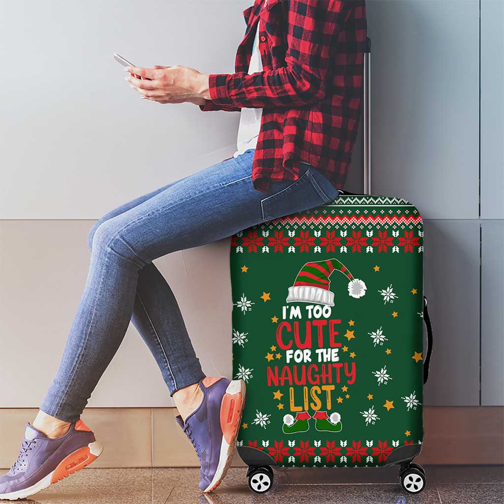 Too Cute For The Naughty List Christmas Luggage Cover Xmas Holiday Patterns - Wonder Print Shop