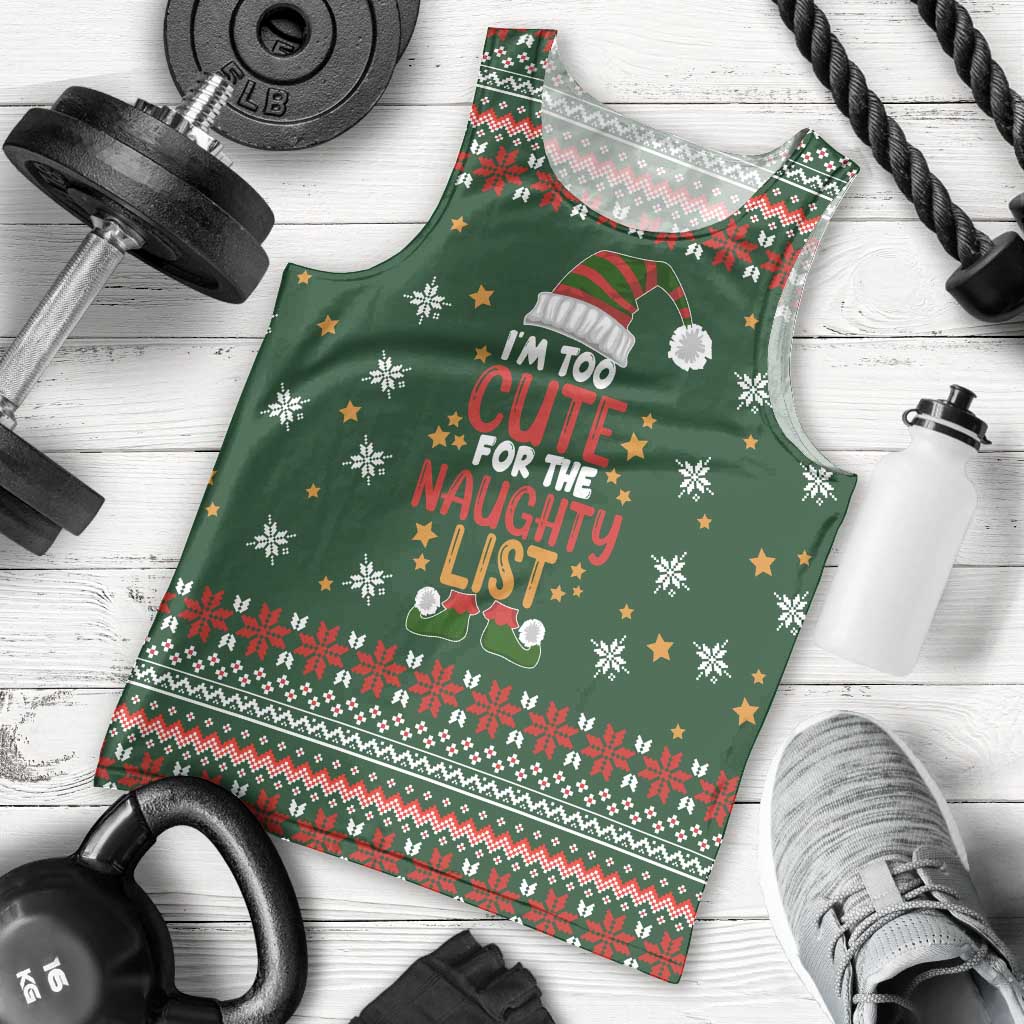 Too Cute For The Naughty List Christmas Men Tank Top Xmas Holiday Patterns - Wonder Print Shop