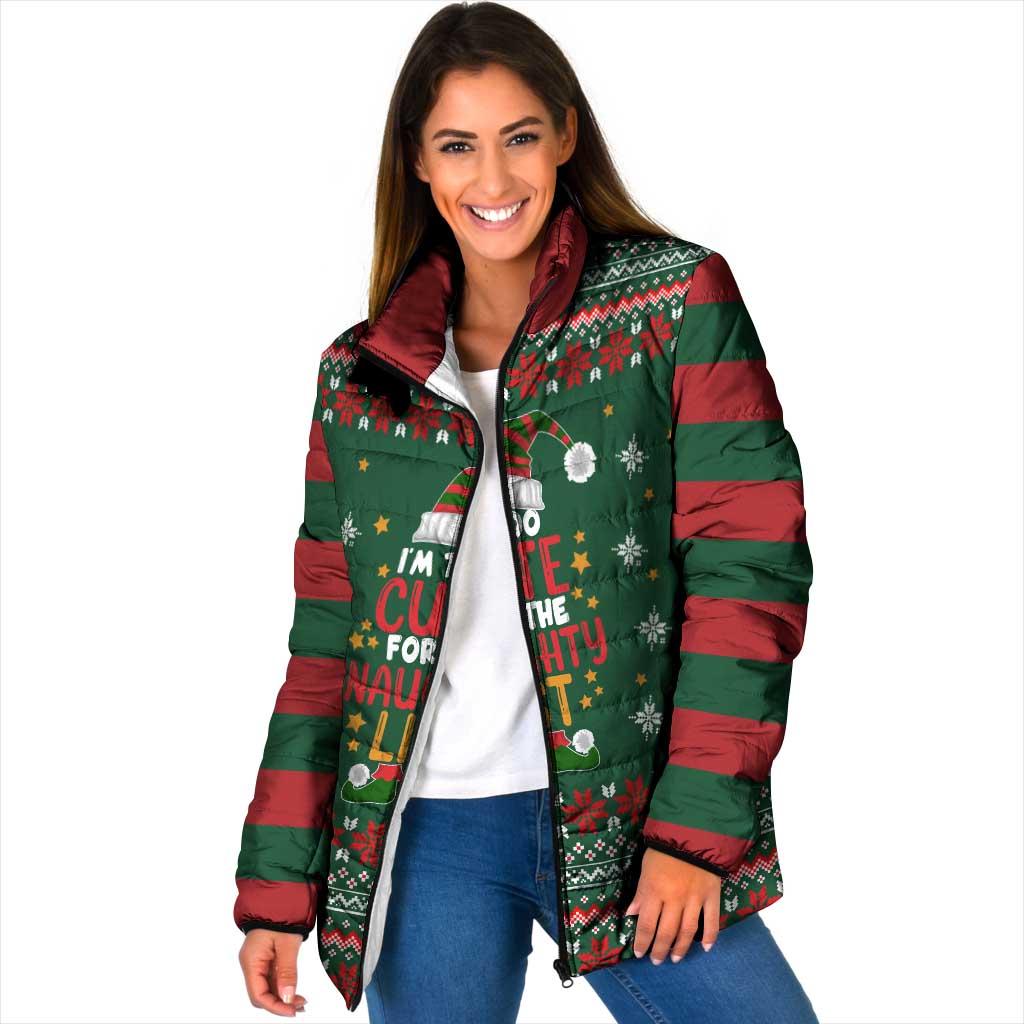 Too Cute For The Naughty List Christmas Padded Jacket Xmas Holiday Patterns - Wonder Print Shop