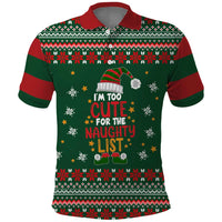 Too Cute For The Naughty List Christmas Polo Shirt Xmas Holiday Patterns - Wonder Print Shop