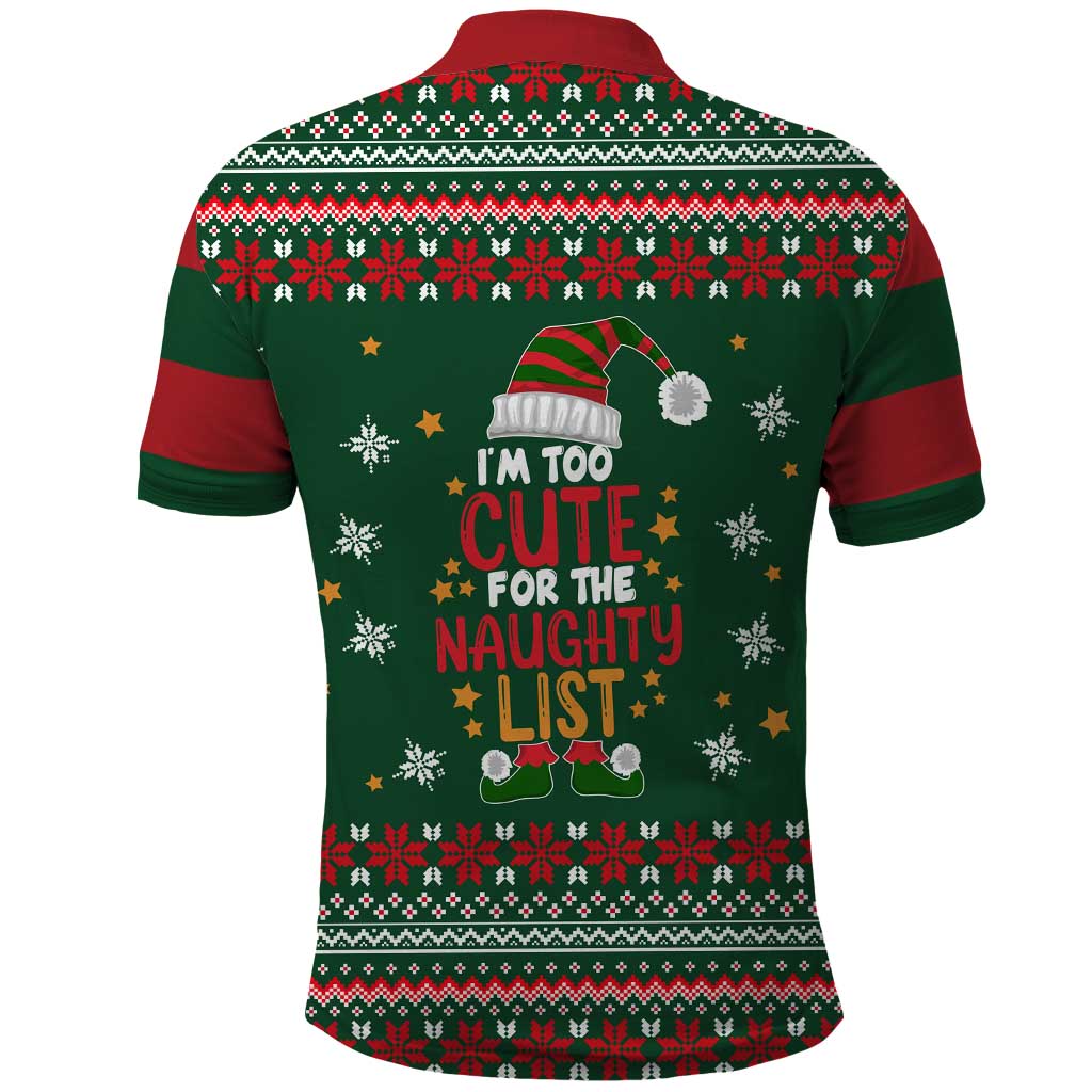 Too Cute For The Naughty List Christmas Polo Shirt Xmas Holiday Patterns - Wonder Print Shop