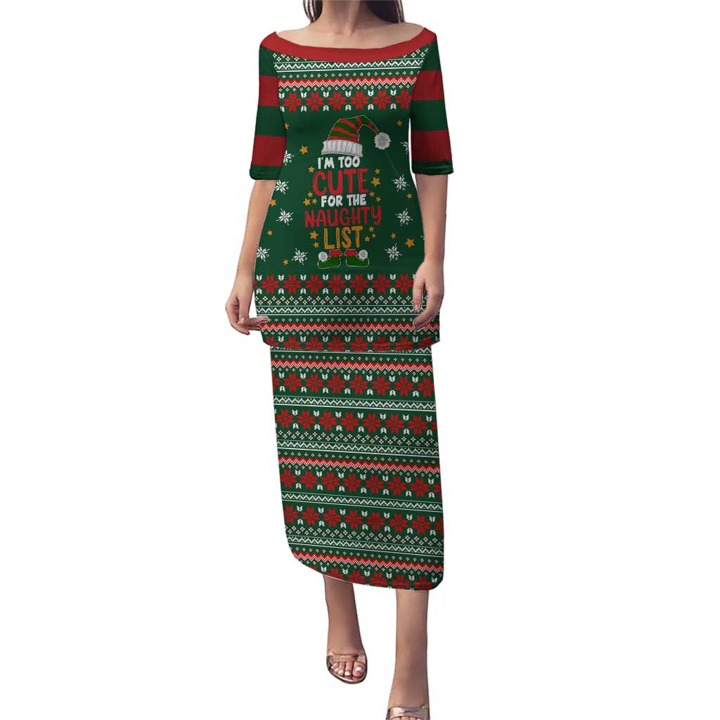 Too Cute For The Naughty List Christmas Puletasi Xmas Holiday Patterns - Wonder Print Shop