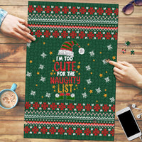 Too Cute For The Naughty List Christmas Puzzle Xmas Holiday Patterns - Wonder Print Shop