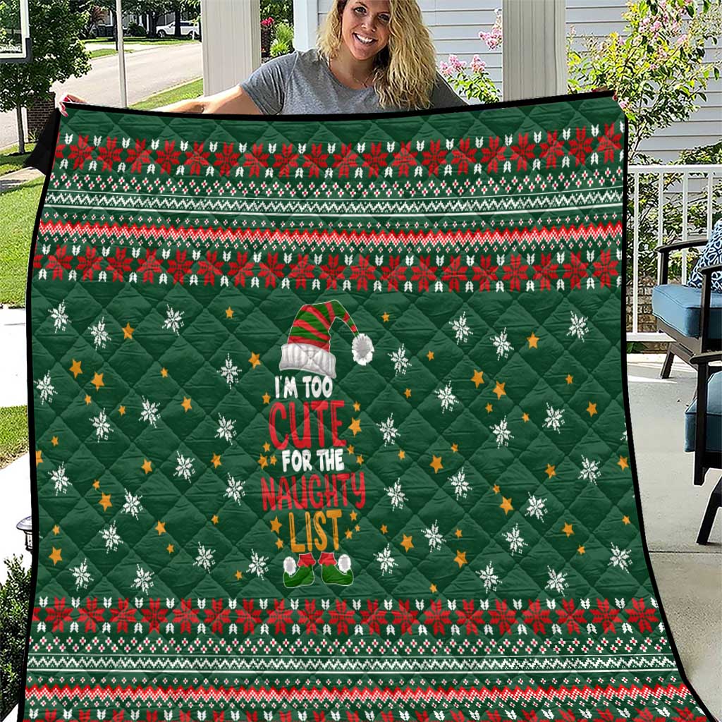 Too Cute For The Naughty List Christmas Quilt Xmas Holiday Patterns - Wonder Print Shop