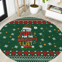 Too Cute For The Naughty List Christmas Round Carpet Xmas Holiday Patterns - Wonder Print Shop