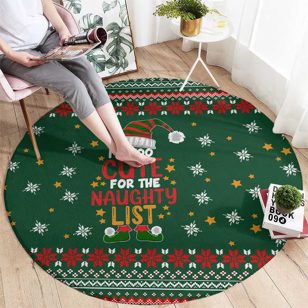 Too Cute For The Naughty List Christmas Round Carpet Xmas Holiday Patterns - Wonder Print Shop