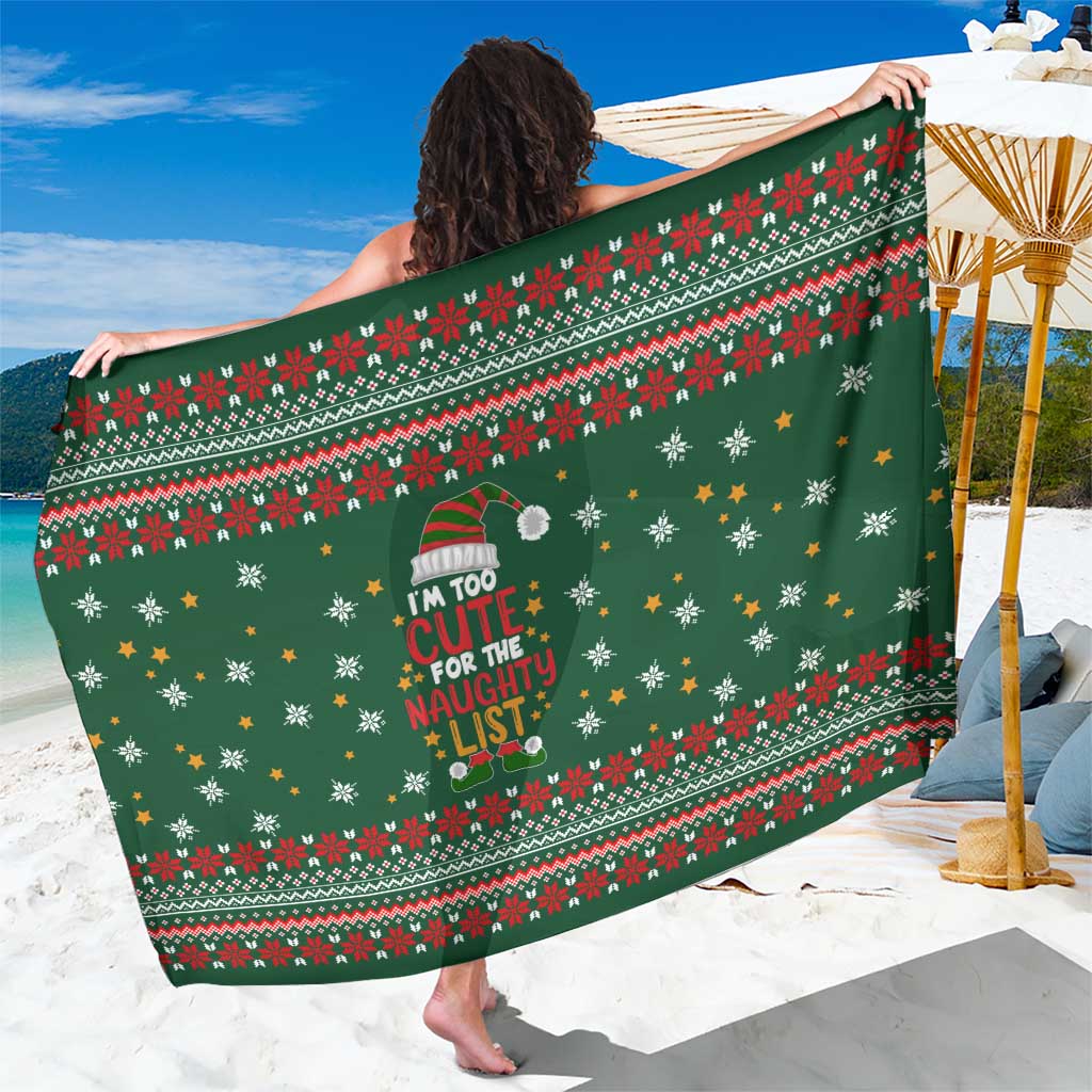 Too Cute For The Naughty List Christmas Sarong Xmas Holiday Patterns - Wonder Print Shop