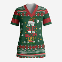 Too Cute For The Naughty List Christmas Scrub Top Xmas Holiday Patterns - Wonder Print Shop