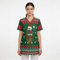 Too Cute For The Naughty List Christmas Scrub Top Xmas Holiday Patterns - Wonder Print Shop