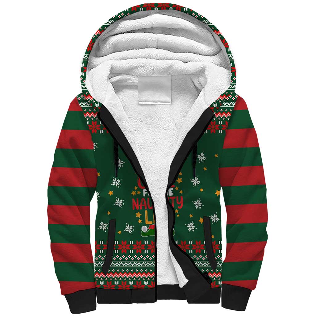 Too Cute For The Naughty List Christmas Sherpa Hoodie Xmas Holiday Patterns - Wonder Print Shop