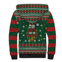 Too Cute For The Naughty List Christmas Sherpa Hoodie Xmas Holiday Patterns - Wonder Print Shop