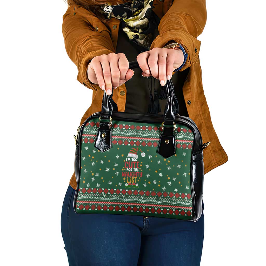 Too Cute For The Naughty List Christmas Shoulder Handbag Xmas Holiday Patterns - Wonder Print Shop