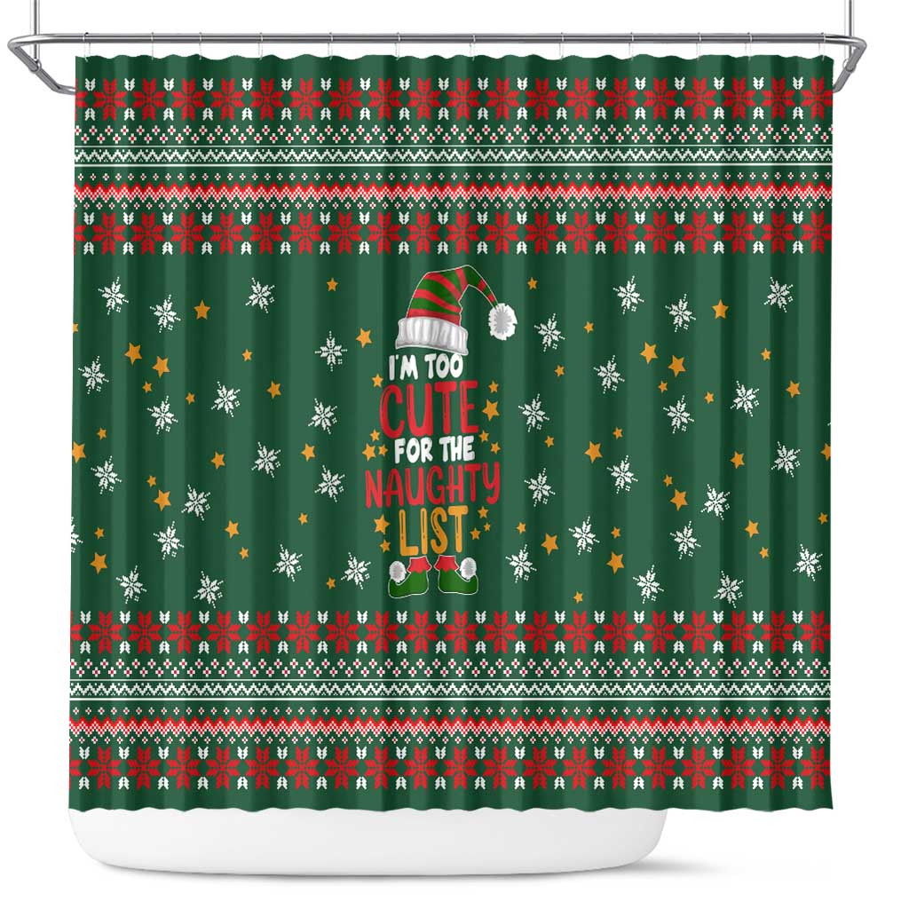 Too Cute For The Naughty List Christmas Shower Curtain Xmas Holiday Patterns - Wonder Print Shop