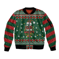 Too Cute For The Naughty List Christmas Sleeve Zip Bomber Jacket Xmas Holiday Patterns - Wonder Print Shop
