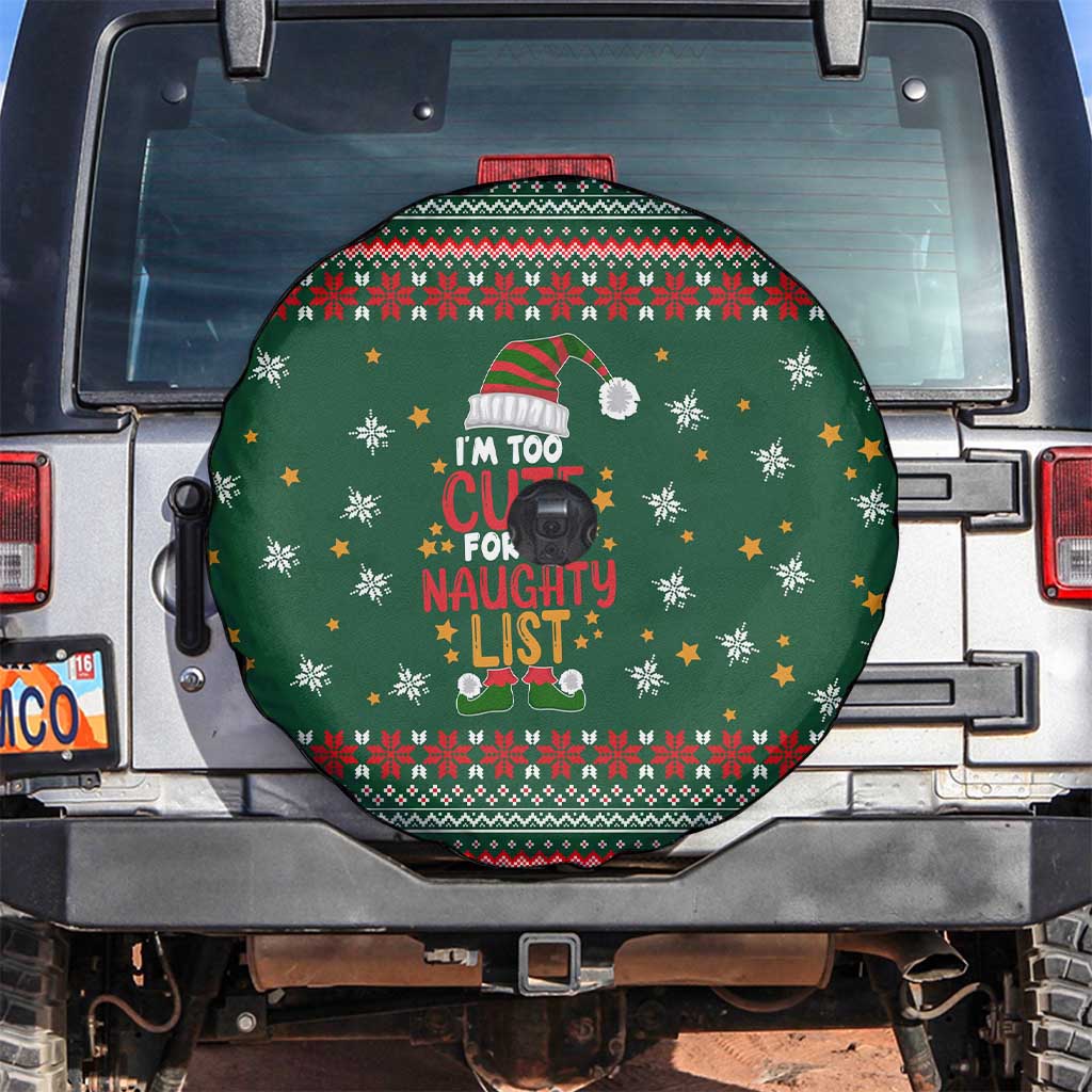 Too Cute For The Naughty List Christmas Spare Tire Cover Xmas Holiday Patterns - Wonder Print Shop