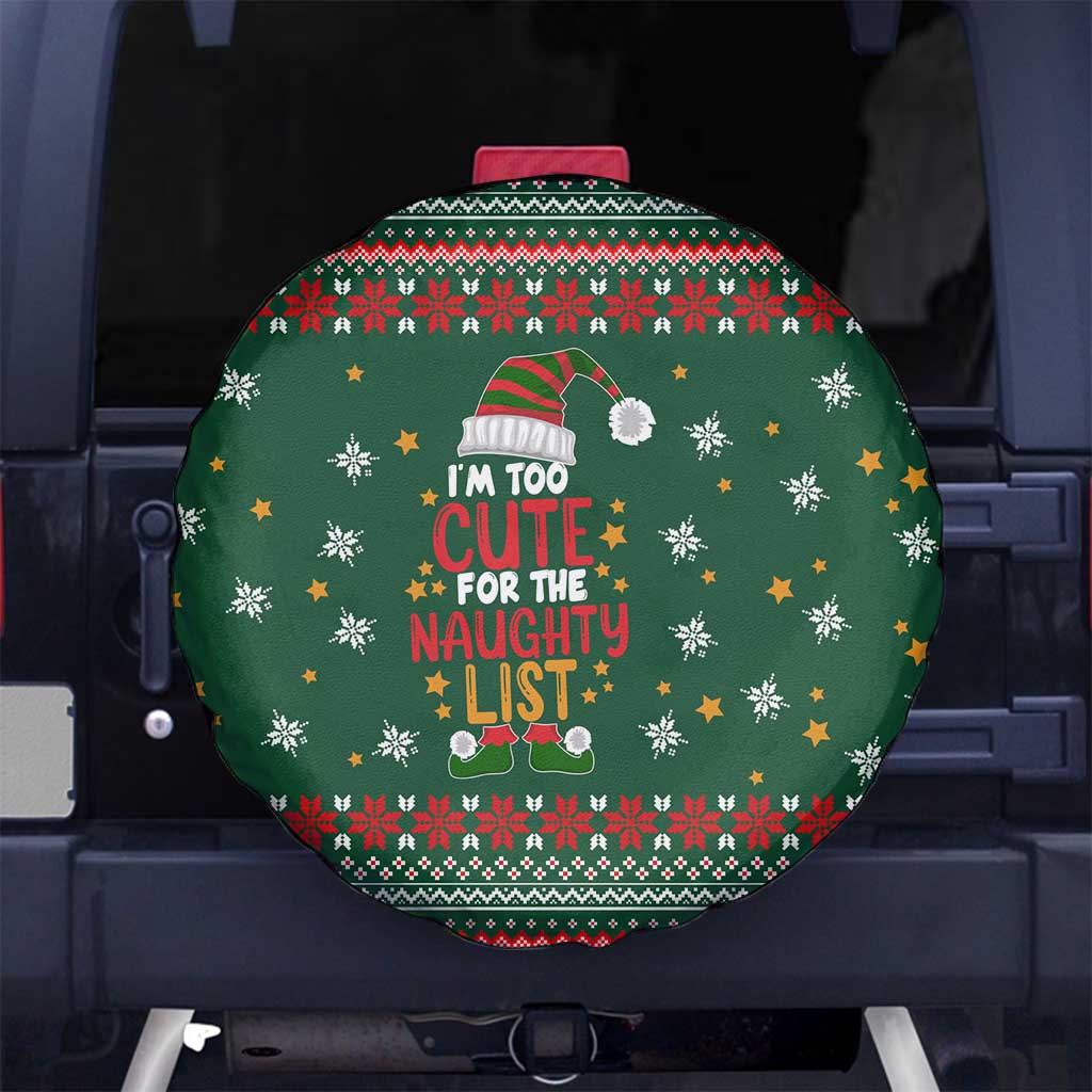 Too Cute For The Naughty List Christmas Spare Tire Cover Xmas Holiday Patterns - Wonder Print Shop