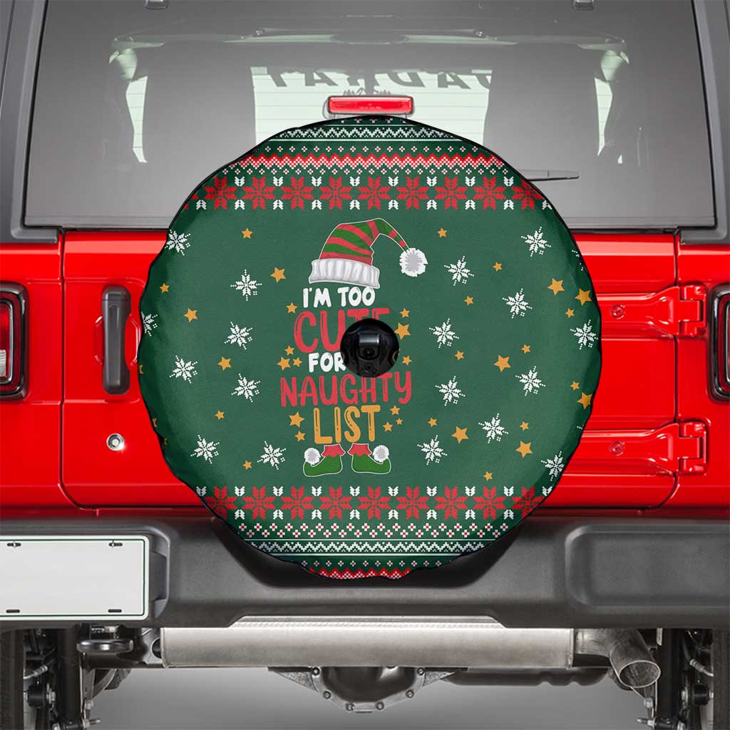 Too Cute For The Naughty List Christmas Spare Tire Cover Xmas Holiday Patterns - Wonder Print Shop