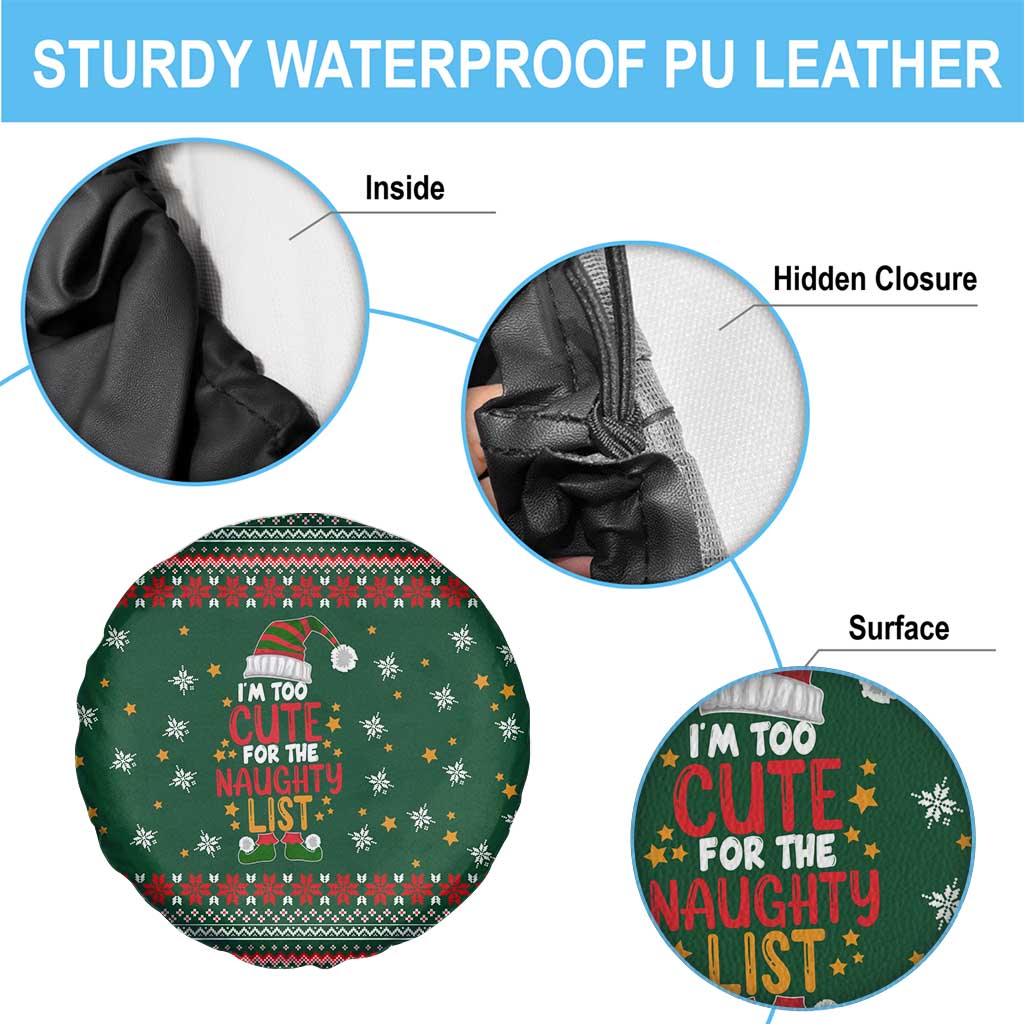 Too Cute For The Naughty List Christmas Spare Tire Cover Xmas Holiday Patterns - Wonder Print Shop