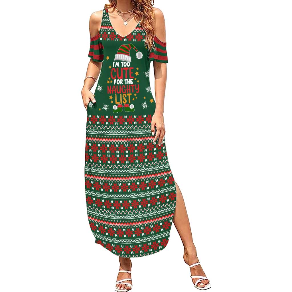 Too Cute For The Naughty List Christmas Summer Maxi Dress Xmas Holiday Patterns - Wonder Print Shop