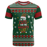 Too Cute For The Naughty List Christmas T Shirt Xmas Holiday Patterns - Wonder Print Shop