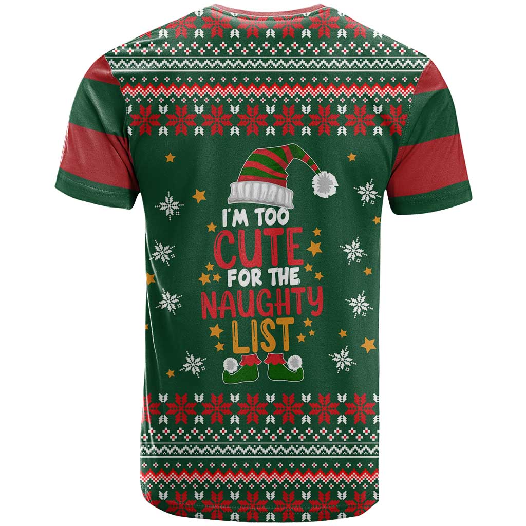 Too Cute For The Naughty List Christmas T Shirt Xmas Holiday Patterns - Wonder Print Shop