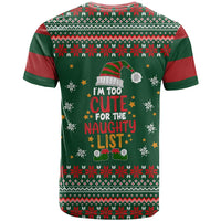 Too Cute For The Naughty List Christmas T Shirt Xmas Holiday Patterns - Wonder Print Shop
