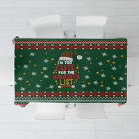 Too Cute For The Naughty List Christmas Tablecloth Xmas Holiday Patterns - Wonder Print Shop
