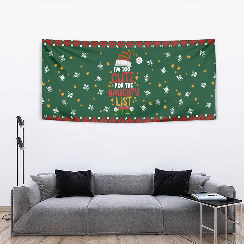 Too Cute For The Naughty List Christmas Tapestry Xmas Holiday Patterns - undefined