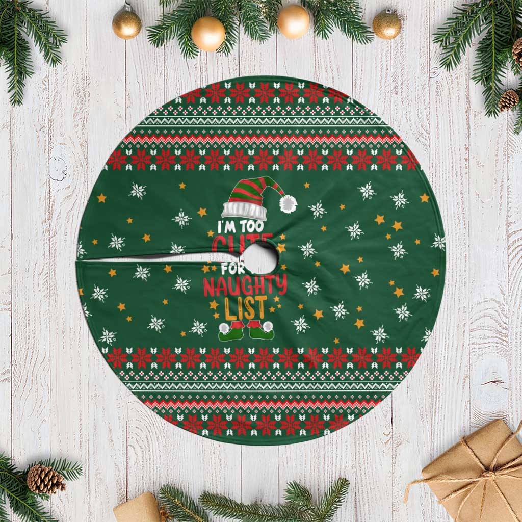 Too Cute For The Naughty List Christmas Tree Skirt Xmas Holiday Patterns - Wonder Print Shop