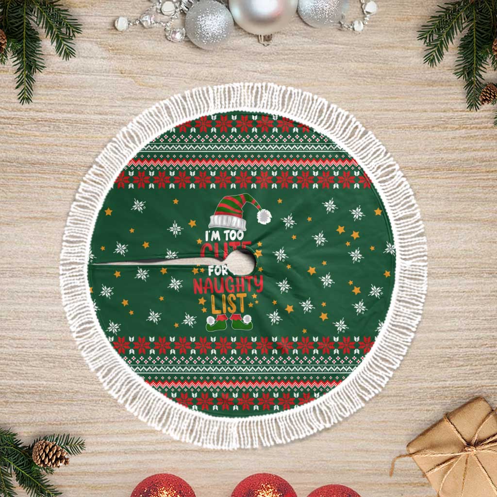 Too Cute For The Naughty List Christmas Tree Skirt Xmas Holiday Patterns - Wonder Print Shop