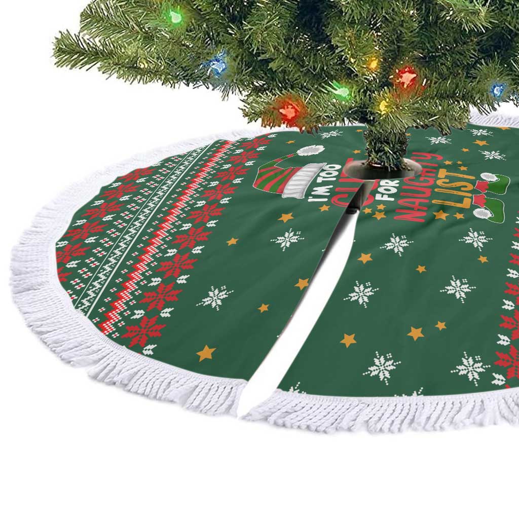 Too Cute For The Naughty List Christmas Tree Skirt Xmas Holiday Patterns - Wonder Print Shop