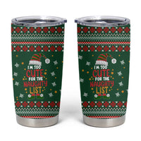 Too Cute For The Naughty List Christmas Tumbler Cup Xmas Holiday Patterns - Wonder Print Shop