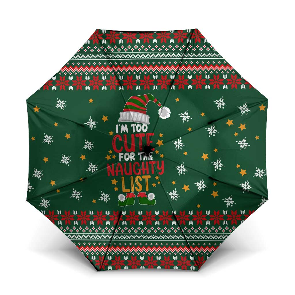 Too Cute For The Naughty List Christmas Umbrella Xmas Holiday Patterns - Wonder Print Shop