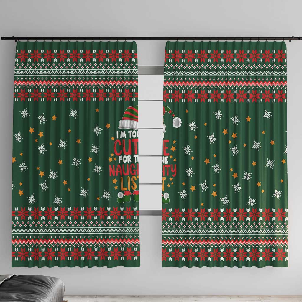 Too Cute For The Naughty List Christmas Window Curtain Xmas Holiday Patterns - Wonder Print Shop