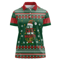 Too Cute For The Naughty List Christmas Women Polo Shirt Xmas Holiday Patterns - Wonder Print Shop