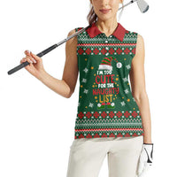 Too Cute For The Naughty List Christmas Women Sleeveless Polo Shirt Xmas Holiday Patterns - Wonder Print Shop