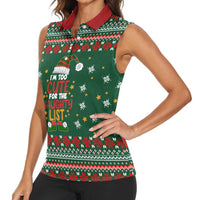 Too Cute For The Naughty List Christmas Women Sleeveless Polo Shirt Xmas Holiday Patterns - Wonder Print Shop