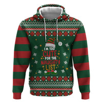 Too Cute For The Naughty List Christmas Zip Hoodie Xmas Holiday Patterns - Wonder Print Shop
