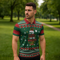 Too Cute For The Naughty List Christmas Zipper Polo Shirt Xmas Holiday Patterns - Wonder Print Shop