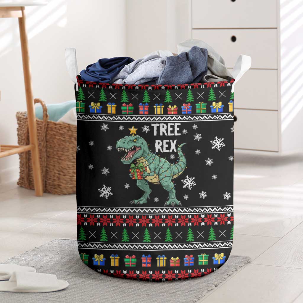 Tree Rex Christmas Laundry Basket Xmas Holiday Patterns - Wonder Print Shop