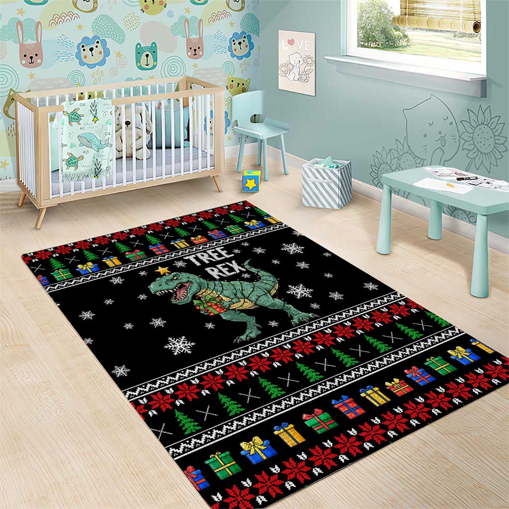 Tree Rex Christmas Area Rug Xmas Holiday Patterns - Wonder Print Shop