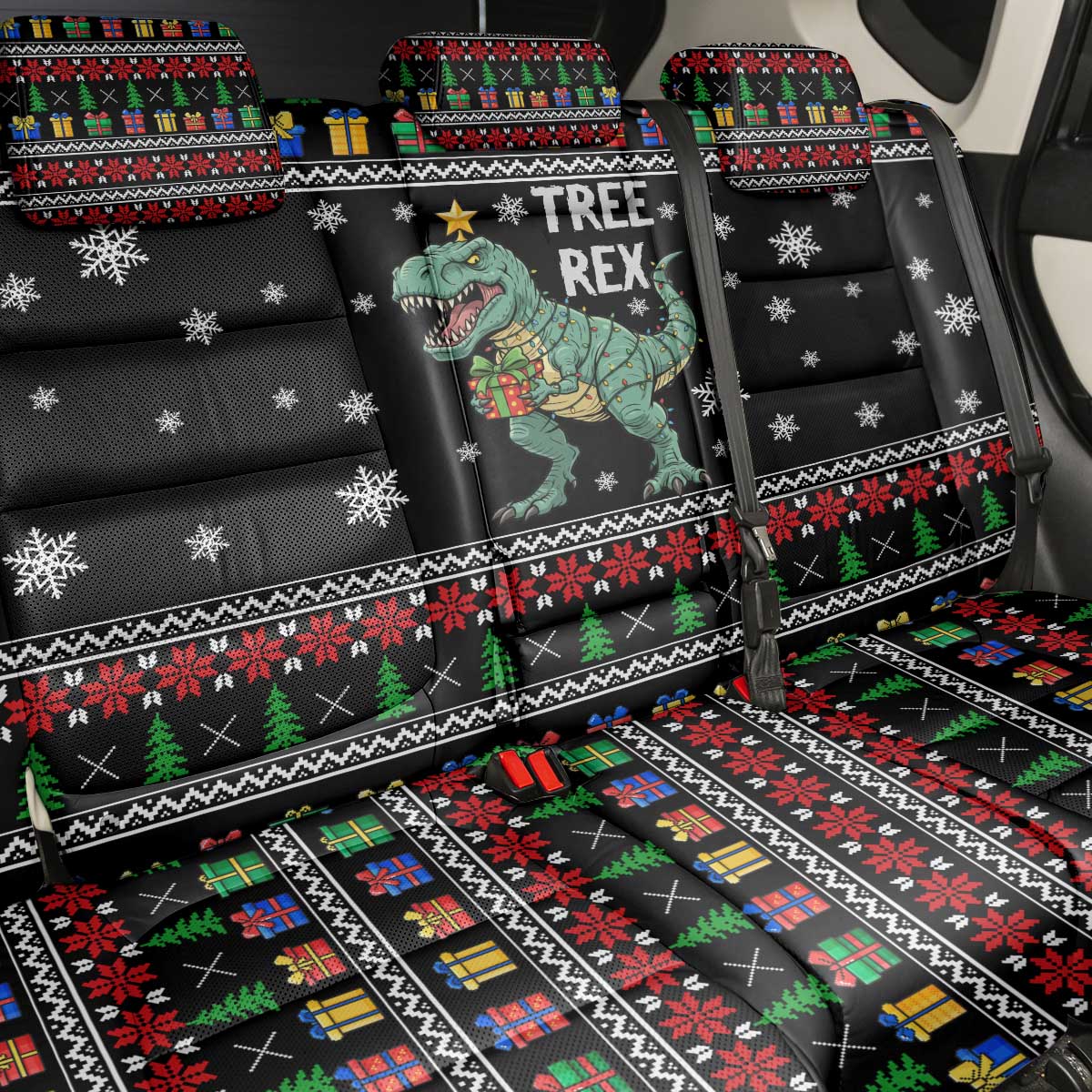 Tree Rex Christmas Back Car Seat Cover Xmas Holiday Patterns - Wonder Print Shop