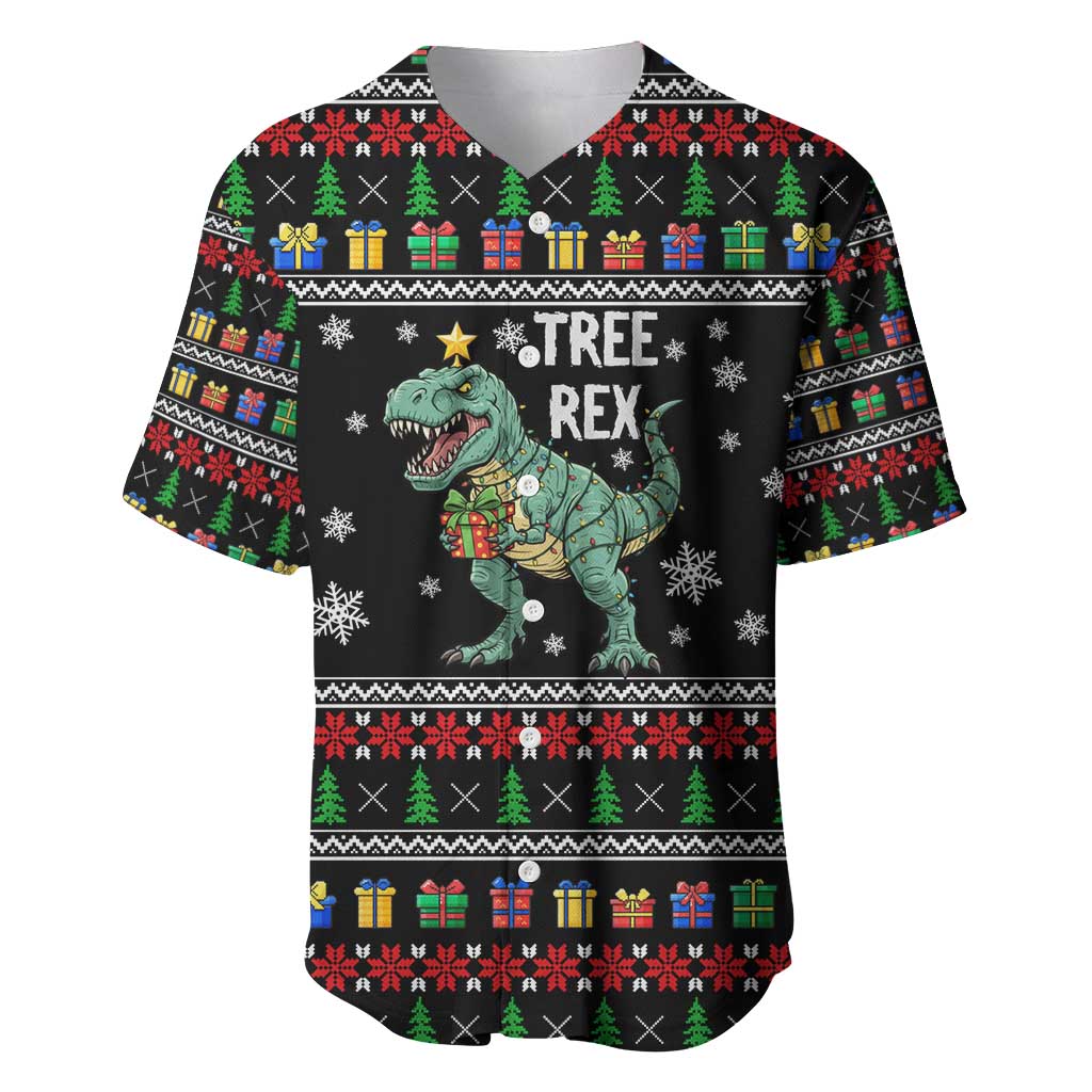 Tree Rex Christmas Baseball Jersey Xmas Holiday Patterns - Wonder Print Shop