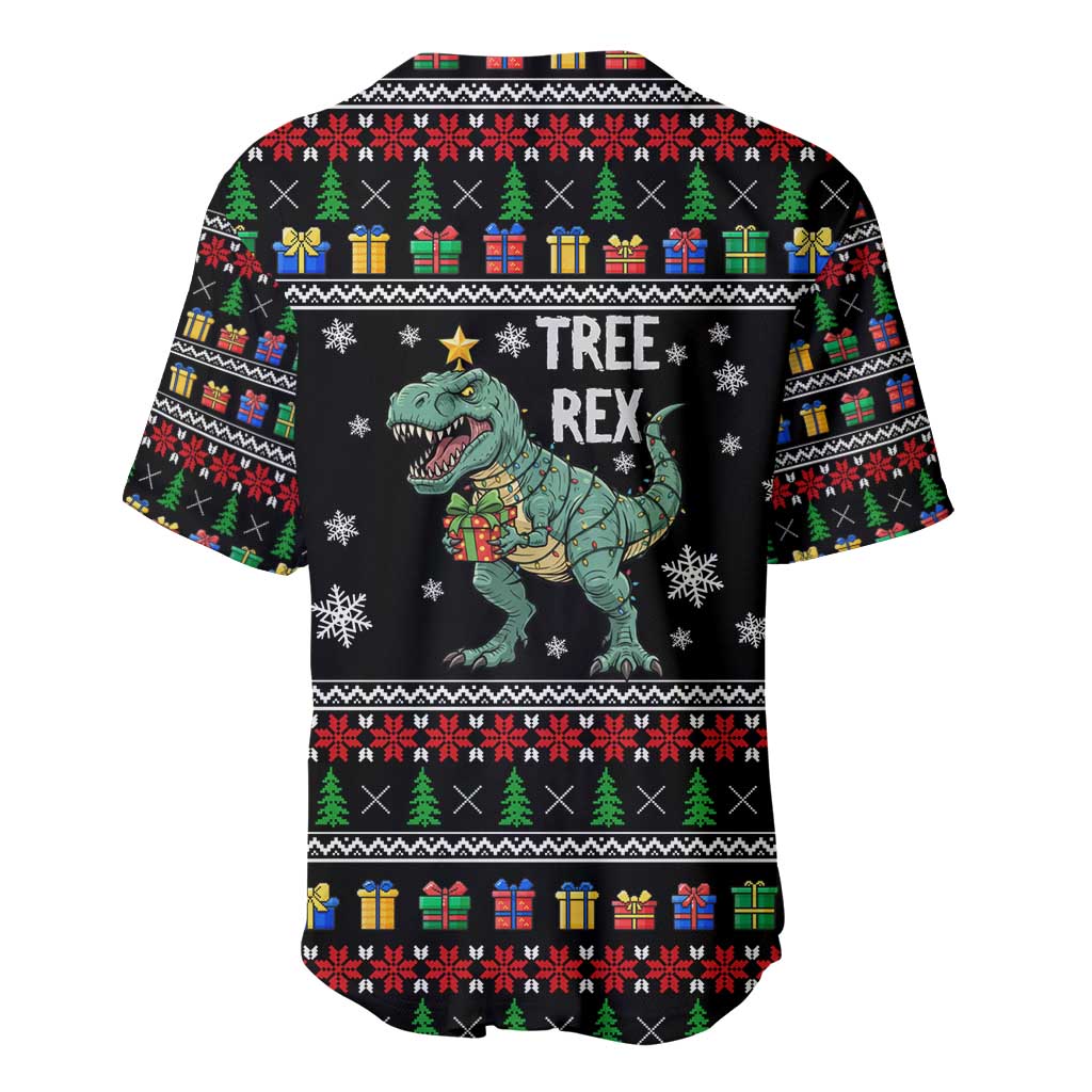 Tree Rex Christmas Baseball Jersey Xmas Holiday Patterns - Wonder Print Shop