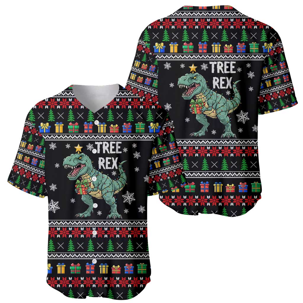 Tree Rex Christmas Baseball Jersey Xmas Holiday Patterns - Wonder Print Shop