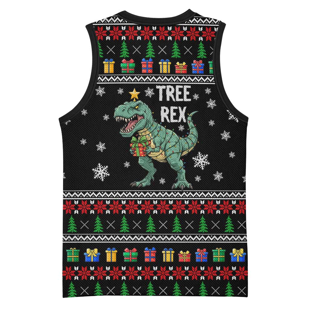 Tree Rex Christmas Basketball Jersey Xmas Holiday Patterns - Wonder Print Shop