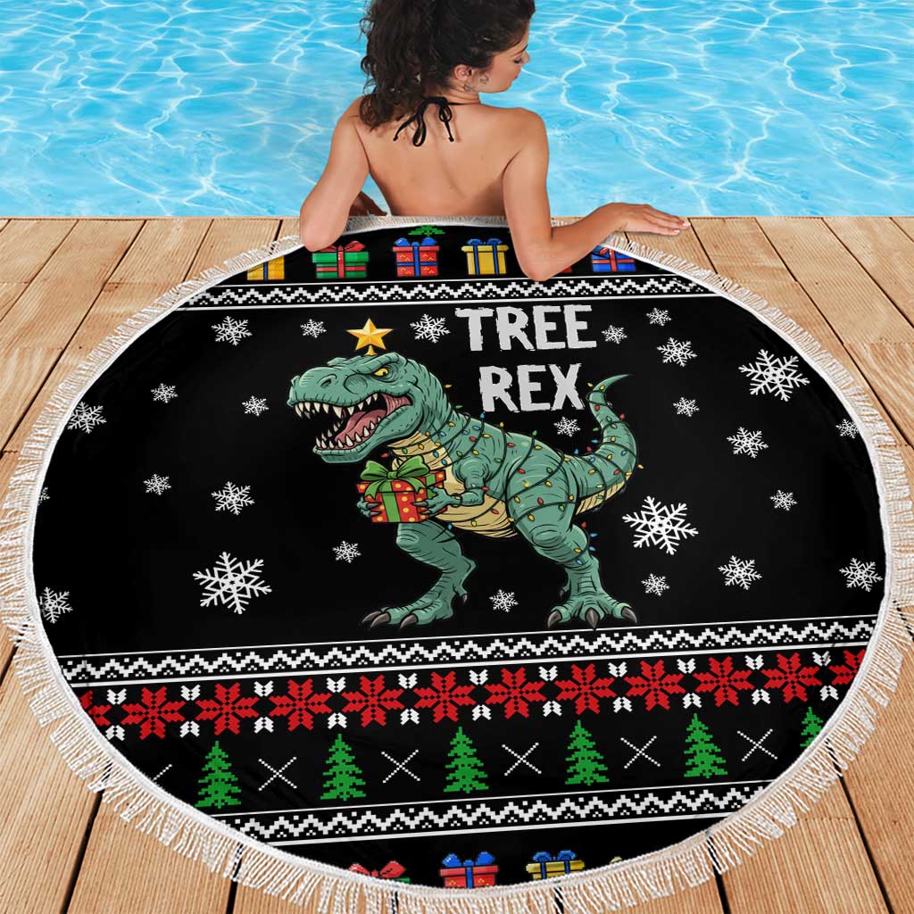 Tree Rex Christmas Beach Blanket Xmas Holiday Patterns - Wonder Print Shop